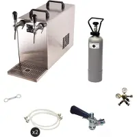 Ich-zapfe Bierzapfanlage Komplettset Stream 50, 2-Leitungen Trockenkühler 50 l/h, CO2 Flasche 2kg, Edelstahl