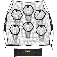 Vevor Fußballtrainer Wurfnetz Übungsnetz (274 x 106 x 243 cm) mit 6 Zieltaschen & tragbarer Aufbewahrungstasche & Gurten, Wurfziel-Training für die Passgenauigkeit des Quarterbacks, Schwarz