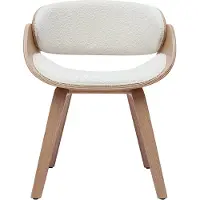 Miliboo - Design-Stuhl aus weißem Stoff mit Bouclé-Wolleffekt und hellem Holz BENT