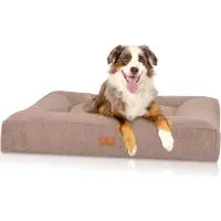 Knuffelwuff orthopädisches Hundebett aus Velours mit Handwebcharakter Sofia 120x100cm Beige