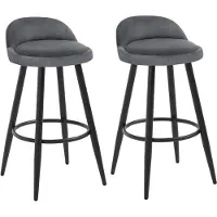 Woltu Barhocker 2er Set Barstuhl Hocker Tresenhocker Bistrohocker Designer Hocker mit Lehne und Fußstütze aus Samt Metall, Dunkelgrau