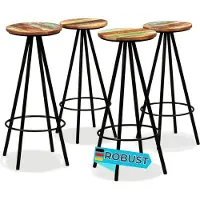 DELUKE Barhocker LUKE 4er Set Massives Altholz Mehrfarbig | Barstühle Küchenhocker Thekenhocker für Küche Hausbar