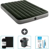 Intex Airbed - Doppelbett - 137 x 191 x 25 cm - Grün - Spannbettuch - Pumpe en Reperaturset
