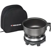 Rommelsbacher Reisekochplatten Set RK 501/SU, Gehäuse aus Edelstahl, Gussheizplatte 80 mm, stufenlose Temperaturregelung, Spannungswahlschalter 115/230 Volt, Kabelaufwicklung, 0,9 Liter Alu-Topf, Etui, 500 Watt