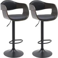DELUKE 2er Set Barhocker NADAN - Kunstleder Schwarz/grau 48x50x87 cm | Barstuhl Höhenverstellbar Mit Lehne Drehbar Tresenhocker Tresenstuhl Kneipenhocker
