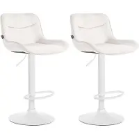 CLP 2er Set Barhocker Vonore Samt, Höhenverstellbar Und 360 Grad Drehbar creme Gestell Farbe weiß