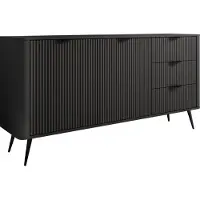 Mirjan 24 Kombikommode Lante 2D3S, Sideboard mit zwei Drehtüren und drei Schubladen, Metallfüße und Aluminiumgriffe, 164x38x82 cm (Farbe: Schwarzer Graphit)