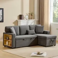 STILVORA Schlafsofa L-Form Sofa Loungesofa mit Bettfunktion,mit Bettkasten und integriertem Regal,Relaxsofa mit Speicherfunktion,dunkelgrau