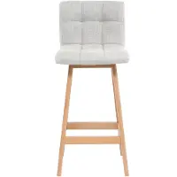 Miliboo - Design-Barhocker Holz und Perlgrau 65 cm 2 Stck. KLARIS