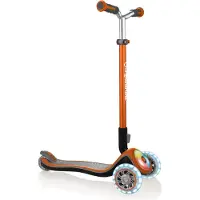 Globber ELITE PRIME – Tretroller, 125/80 mm, ABEC 5, 3-rädrig, höhenverstellbar, LED-Rollen, Leuchtdeck, kupferbraun