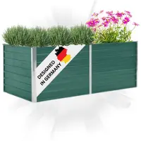 DELUKE Hochbeet für Garten OSKAR Grün | 160x80x45cm | Verzinkter Stahl | Wetterfest | Gartenbeet Kräuterbeet Blumenbeet Beet hoch Frühbeet für Garten Gemüsebeet