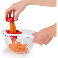 Gourmet Maxx GOURMETmaxx Spiralschneider mit Auffangschüssel Gemüse Salatzubereitung Rot Weiß