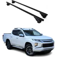 Omtec Dachträger Grundtäger für Mitsubishi L200 2015-2023 75kg Metall Schwarz 2 tlg