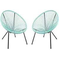 DELUKE Gartenstuhl 2er Set SVEN Kunstgeflecht - Kunststoff, Mint | Relaxsessel Wetterfest Gartenstühle Outdoor