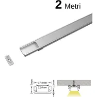 SOLOLED 2 m flaches Aluminiumprofil-Set für LED-Streifen L2000 x 17,4 x 7 mm