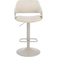 Natur24 Barhocker Ronxanne 50.5 x 90.5 x 50.5 cm Stahl Sperrholz Polyester Beige Weiß