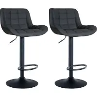 DELUKE 2er Set Barhocker CARAM - Kunstleder Schwarz 48x54x81 cm | Barstuhl Höhenverstellbar Mit Lehne Drehbar Tresenhocker Tresenstuhl Kneipenhocker