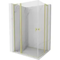 Mexen Mist L Duo Duschkabine schwenkbar 105 x 100 cm, transparent, gebürstetes Gold - 8A4L-105-100-55-00