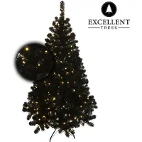 Excellent Trees Künstlicher Weihnachtsbaum Tannenbaum Christbaum Schwarz LED Stavanger Black 180 cm mit Beleuchtung, 350 Lämpchen Beleuchtet