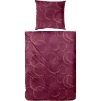 PRIMERA Mako-Satin Bettwäsche 155x220 Kreise Ringe beere rot gold 243239-022