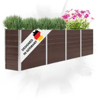 DELUKE Hochbeet für Garten OSKAR Braun | 320x40x77cm | Verzinkter Stahl | Wetterfest | Gartenbeet Kräuterbeet Blumenbeet Beet hoch Frühbeet für Garten Gemüsebeet