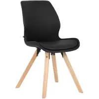 CLP Esszimmerstuhl Luna Modernes Design, Gestell natura, gepolsterter Sitz schwarz Material Kunstleder