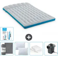 Intex Campingmatte – 2 Personen – 127 x 193 x 24 cm – Blau – im Lieferumfang enthalten Spannbettuch - Küssen - Pumpe - Reperaturset en Kissenschutz