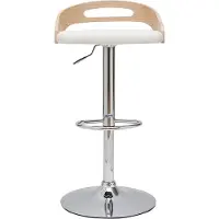 Miliboo - Design-Barhocker MANO höhenverstellbar weiß und helles Holz