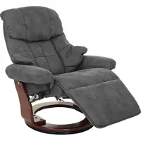 Robas Lund MCA Relaxsessel Windsor 2, Fernsehsessel Sessel, Stoff/Textil 150kg belastbar dunkelgrau, Walnuss-Optik
