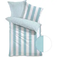 TRAUMSCHLAF Mako-Satin Wendebettwäsche Los Angeles 200x220 cm + 2x 80x80 cm hellblau