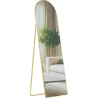 DELUKE Standspiegel MALAGA - Glas Gold glanz 50x3x160 cm | Ganzkörperspiegel Freistehender Spiegel Groß Schlafzimmer