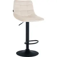 DELUKE Barhocker DUBAI - Creme, Samt, Schwarz | Barhocker mit Lehne Barstuhl Tresenhocker Tresenstuhl Kneipenhocker Kneipenstuhl