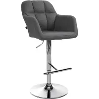 CLP Barhocker Natoma Stoff I Thekenhocker für Bar mit Gepolsterter Sitzfläche dunkelgrau Material Gestell Metall in Chromoptik