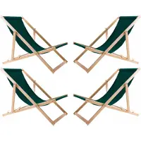 Woodok 4x Liegestühl aus Buchenholz bequeme Liegestühle aus Holz grün ideal für Strand, Balkon, Terrasse