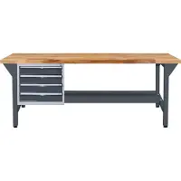 Proregal Werkbank Giant Rhino Plus mit 4 Schubladen | HxBxT 84x200x70cm | Traglast 500kg | Anthrazitgrau/Anthrazitgrau
