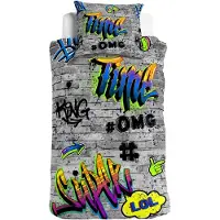 TRAUMSCHLAF Bettwäsche Graffiti OMG 155x220 cm + 80x80 cm