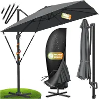 Kesser Sonnenschirm Ampelschirm SUN XL 300 x 300 cm Inkl. Abdeckung +Windsicherung Drehbar Neigbar Kippbar Marktschirm Groß 360° Rotation, Gartenschirm mit Kurbel Sonnenschutz UV50+