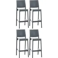 CLP 4er Set Barhocker Maya Kunststoff, Farbe:oliv