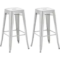 CLP 2er Set Barhocker Joshua aus Metall mit Fußstütze silber