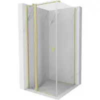 Mexen Mist T Duschkabine schwenkbar 75 x 75 cm, transparent, gebürstetes Gold - 8A4T-075-075-55-00