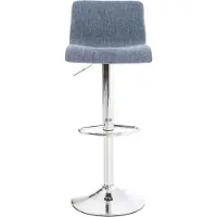 CLP 2er Set Barhocker Hoover Stoff chrom blau