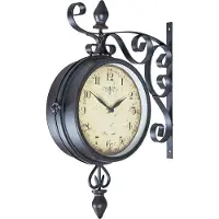 Levandeo Wanduhr H31cm Metall doppelseitige Bahnhofsuhr Retro Antik Stil Landhaus