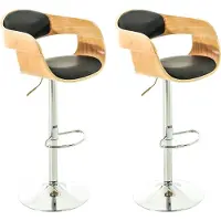 CLP 2er Set Barhocker Kingston Kunstleder drehbar mit Höhenverstellung | Farbe natur/schwarz