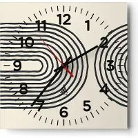 ARTTOR Wanduhr - Quadrat - Glasuhr - Linien Oval Minimalismus - 40x40cm - Schleichendes Uhrwerk - Lautlos - zum Aufhängen bereit - Dekoration Modern - Wanddekoration aus Glas - C4AC40x40-4548