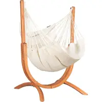 LA SIESTA Hängesessel Udine Organic Latte - aus 100 % Baumwolle mit Eucalyptus-Gestell