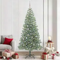 vidaXL "Schlussverkauf" Künstlicher Weihnachtsbaum - Tannenbaum - Kunstbaum moderne - beschneit mit LED Licht 240 cm C13016