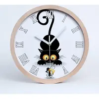 Tulup Holzuhr 20fi cm wanduhr - weiße Spitzen - Katz 'und Maus
