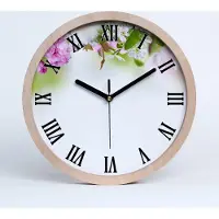 Tulup Holzuhr 20fi cm wanduhr - schwarze Spitzen - Frühlingsblumen