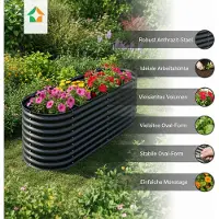 Prestige Home Living Outdoor Hochbeet Stahl Oval M 240 x 80 x 80 Anthrazit
