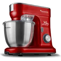 TurboTronic Küchenmaschine - KMT015 - 6,5L Rühr- & Knetmaschine, 1200W, Multifunktion, stufenlose Geschwindigkeit, Timer, Edelstahlschüssel Rot